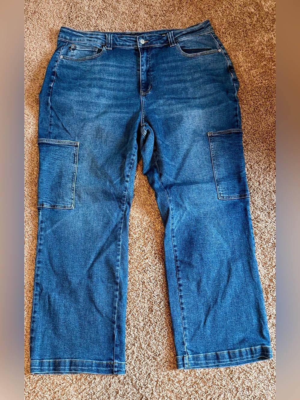 Judy Blue Lennon High Rise Wide Leg Cargo Jeans Plus Size 22W JB88725 Dark Wash